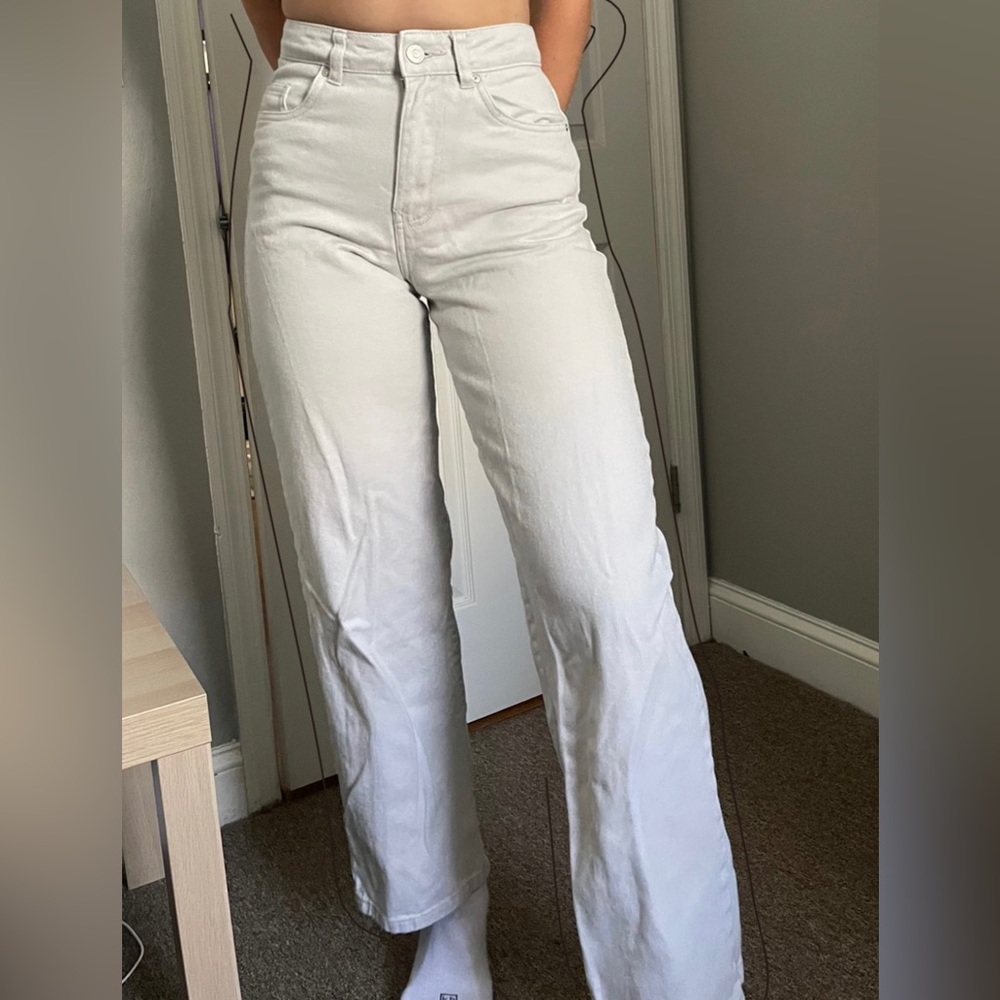 Wide Leg beige jean pants